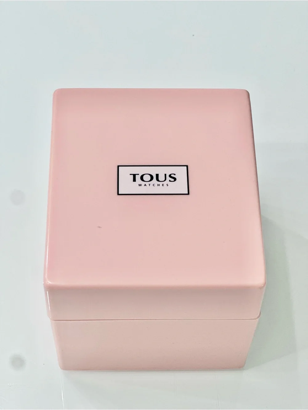 TOUS Rose Gold-Tone Square Watch with Brown Strap and Pink Box